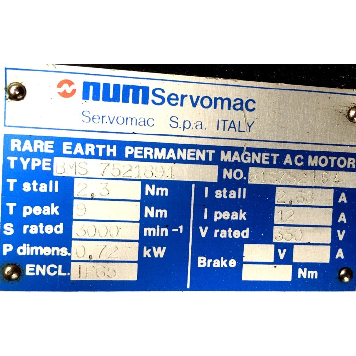 Moteur axe NUM BMS 7521891