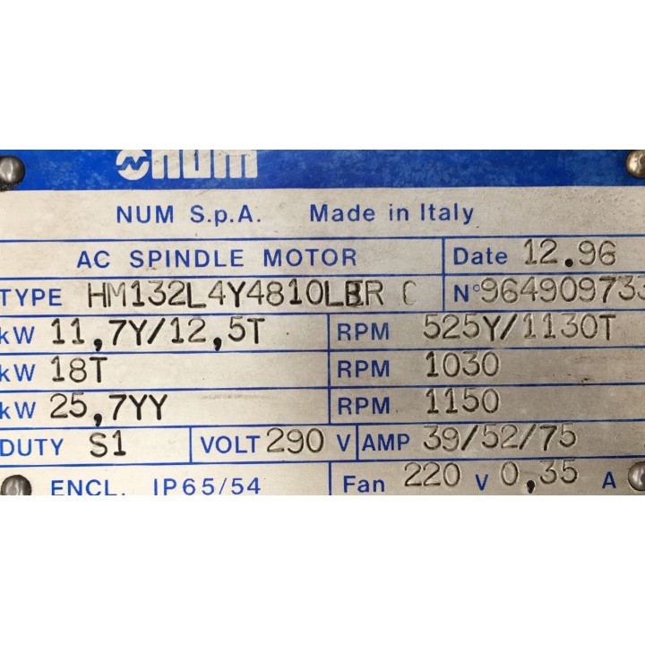 Moteur de broche NUM SOMAB 700 HM132L4Y4810LBR C