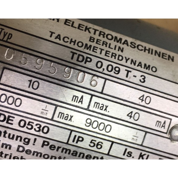 HUBNER TDP tacómetro generador 0.09LT-3 40V