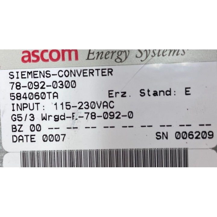 Alimentazione SIEMENS ASCOM 78-092-03000 584060TA